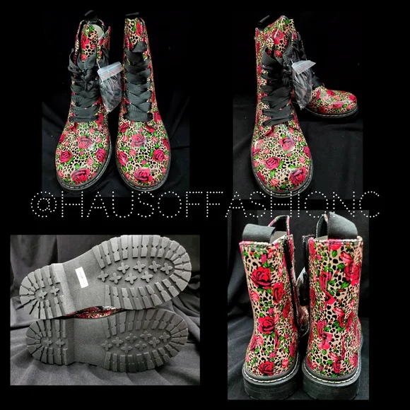 TORRID BETSEY JOHNSON Leopard Rose Combat Boot! - Picture 3 of 9
